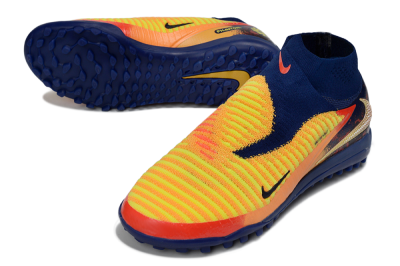 Men's Nike Phantom 6 Elite High TF Artificial Turf High-Tops Football Shoes - Yellow/Navy Blue/Flame Orange