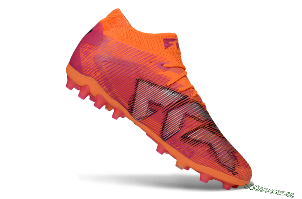 Men's Puma Future 8 Ultimate AG Artificial Grass Low-Tops Football Boots - Orange/Neon Coral/Pink Fusion 4