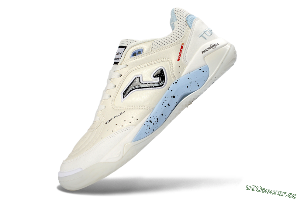Men's Joma Top Flex IC Indoor & Futsal Low-Tops Football Shoes - White/Sky Blue/Black 5