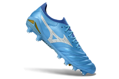 Men's Mizuno Morelia Neo 4 FG Firm Ground Low-Tops Football Boots - Blue/Sky Blue/Sunny Yellow