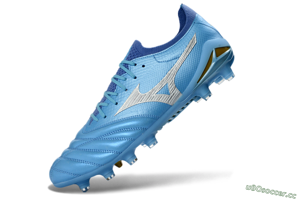 Men's Mizuno Morelia Neo 4 FG Firm Ground Low-Tops Football Boots - Blue/Sky Blue/Sunny Yellow 5