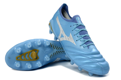Men's Mizuno Morelia Neo 4 FG Firm Ground Low-Tops Football Boots - Blue/Sky Blue/Sunny Yellow
