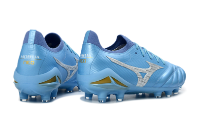 Men's Mizuno Morelia Neo 4 FG Firm Ground Low-Tops Football Boots - Blue/Sky Blue/Sunny Yellow