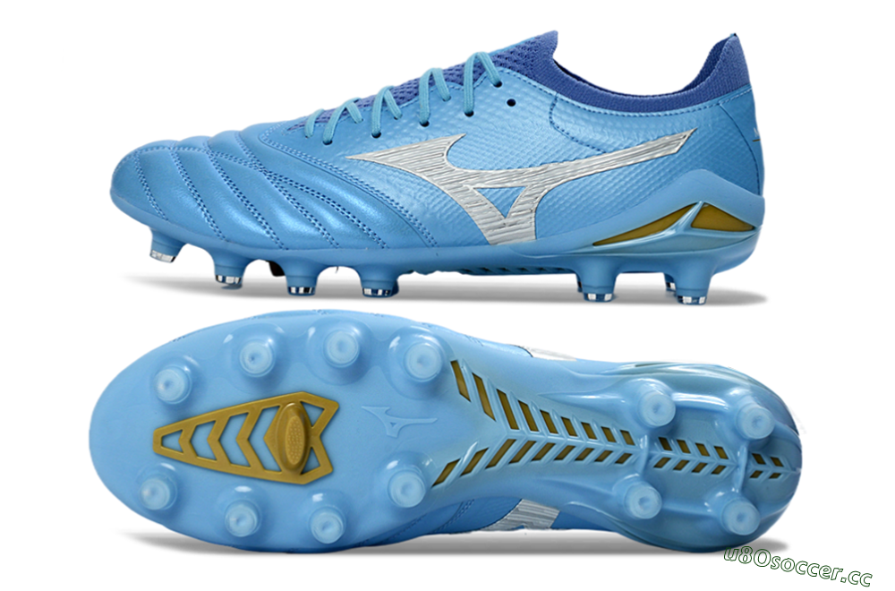 Men's Mizuno Morelia Neo 4 FG Firm Ground Low-Tops Football Boots - Blue/Sky Blue/Sunny Yellow 1