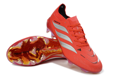 Men's Adidas Predator 26 Elite FG Firm Ground Low-Tops Football Boots - Red/Bright Flame/Fiery Orange