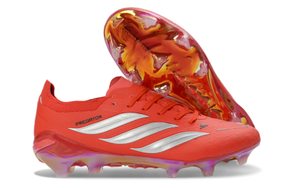 Men's Adidas Predator 26 Elite FG Firm Ground Low-Tops Football Boots - Red/Bright Flame/Fiery Orange