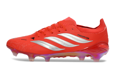 Men's Adidas Predator 26 Elite FG Firm Ground Low-Tops Football Boots - Red/Bright Flame/Fiery Orange