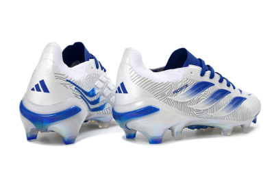 Men's Adidas Predator 26 Elite FG Firm Ground Low-Tops Football Boots - White/Blue Burst/Iridescent Shine