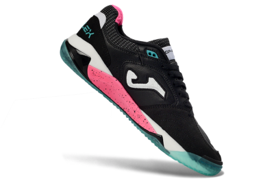 Men's Joma Top Flex IC Indoor & Futsal Low-Tops Football Shoes - Black/Electric Pink/Turquoise Blue