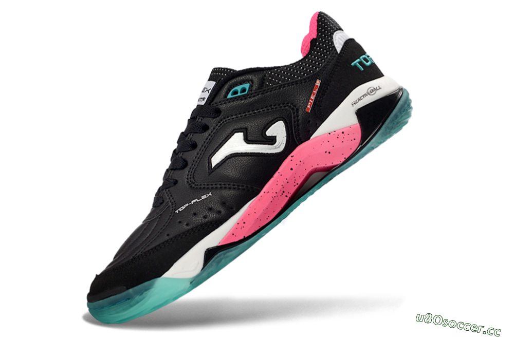 Men's Joma Top Flex IC Indoor & Futsal Low-Tops Football Shoes - Black/Electric Pink/Turquoise Blue 5