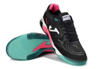 Men's Joma Top Flex IC Indoor & Futsal Low-Tops Football Shoes - Black/Electric Pink/Turquoise Blue