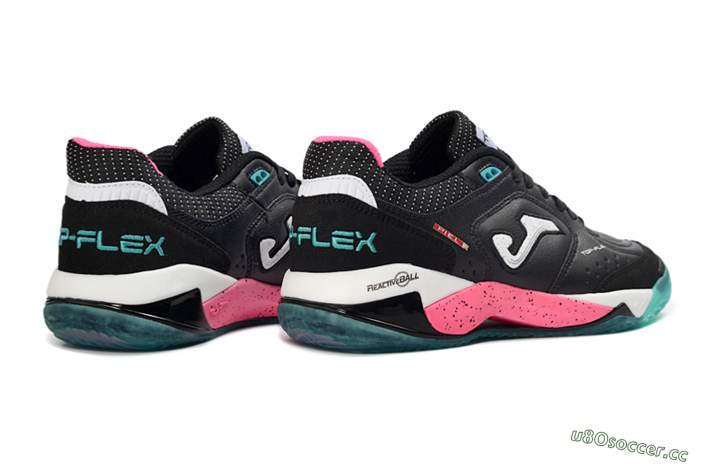 Men's Joma Top Flex IC Indoor & Futsal Low-Tops Football Shoes - Black/Electric Pink/Turquoise Blue 6