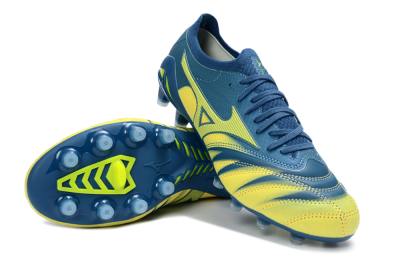 Men's Mizuno Morelia Neo 4 FG Firm Ground Low-Tops Football Boots - Blue/Electric Yellow/Night Sky