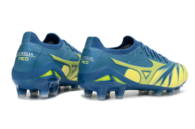 Men's Mizuno Morelia Neo 4 FG Firm Ground Low-Tops Football Boots - Blue/Electric Yellow/Night Sky