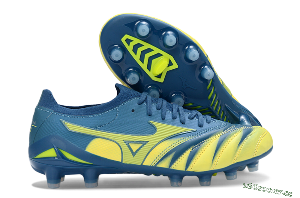 Men's Mizuno Morelia Neo 4 FG Firm Ground Low-Tops Football Boots - Blue/Electric Yellow/Night Sky 2