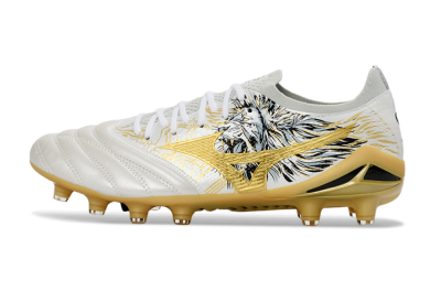 Men's Mizuno Morelia Neo 4 FG Firm Ground Low-Tops Football Boots - White/Golden Glow/Stealth Black