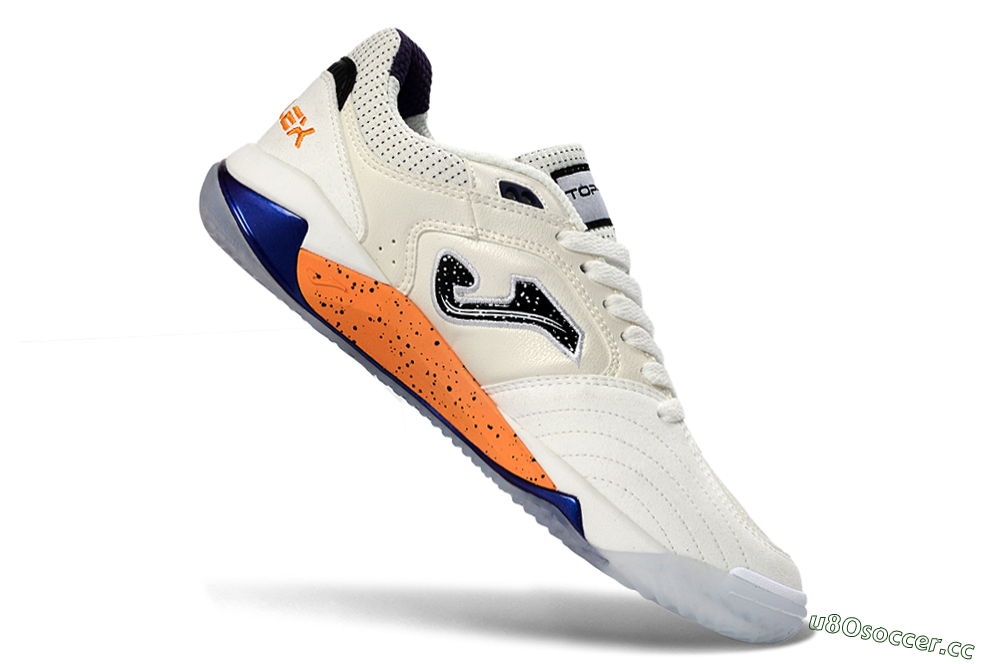 Men's Joma Top Flex IC Indoor & Futsal Low-Tops Football Shoes - White/Orange Blaze/Navy Blue 4