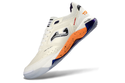 Men's Joma Top Flex IC Indoor & Futsal Low-Tops Football Shoes - White/Orange Blaze/Navy Blue