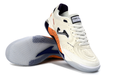 Men's Joma Top Flex IC Indoor & Futsal Low-Tops Football Shoes - White/Orange Blaze/Navy Blue