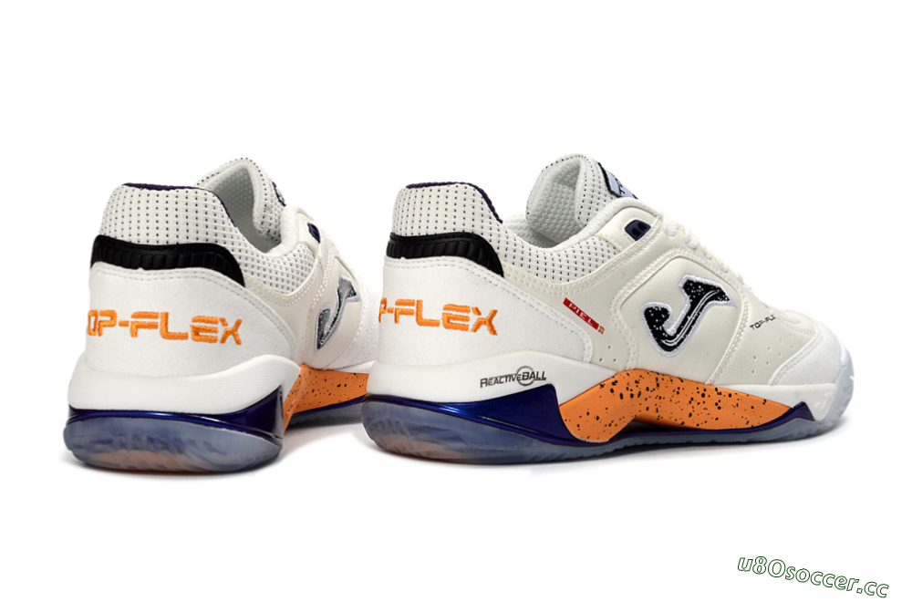 Men's Joma Top Flex IC Indoor & Futsal Low-Tops Football Shoes - White/Orange Blaze/Navy Blue 6