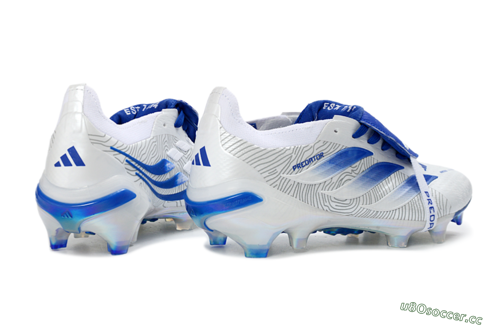 Men's Adidas Predator 26 Elite Fold-Over Tongue FG Firm Ground Low-Tops Football Boots - White/Royal Blue/Cloud White 6