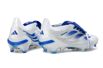 Men's Adidas Predator 26 Elite Fold-Over Tongue FG Firm Ground Low-Tops Football Boots - White/Royal Blue/Cloud White