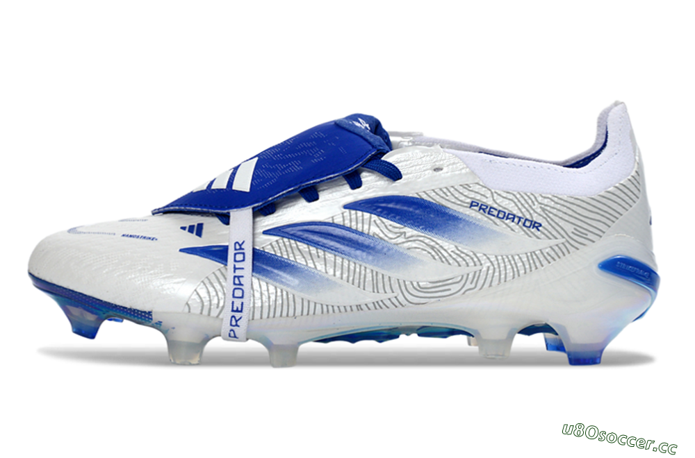 Men's Adidas Predator 26 Elite Fold-Over Tongue FG Firm Ground Low-Tops Football Boots - White/Royal Blue/Cloud White 0