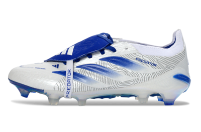Men's Adidas Predator 26 Elite Fold-Over Tongue FG Firm Ground Low-Tops Football Boots - White/Royal Blue/Cloud White