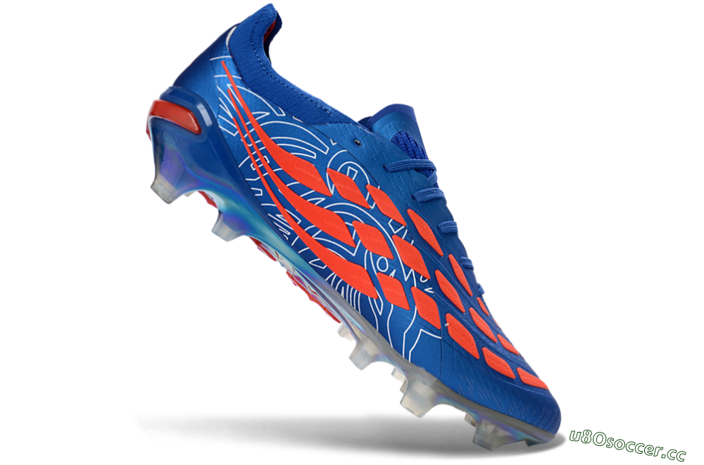 Men's Adidas Predator 26 Elite FG Firm Ground Low-Tops Football Boots - Blue/Electric Blue/Fiery Red 4