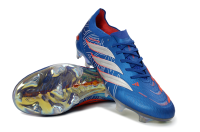 Men's Adidas Predator 26 Elite FG Firm Ground Low-Tops Football Boots - Blue/Electric Blue/Fiery Red