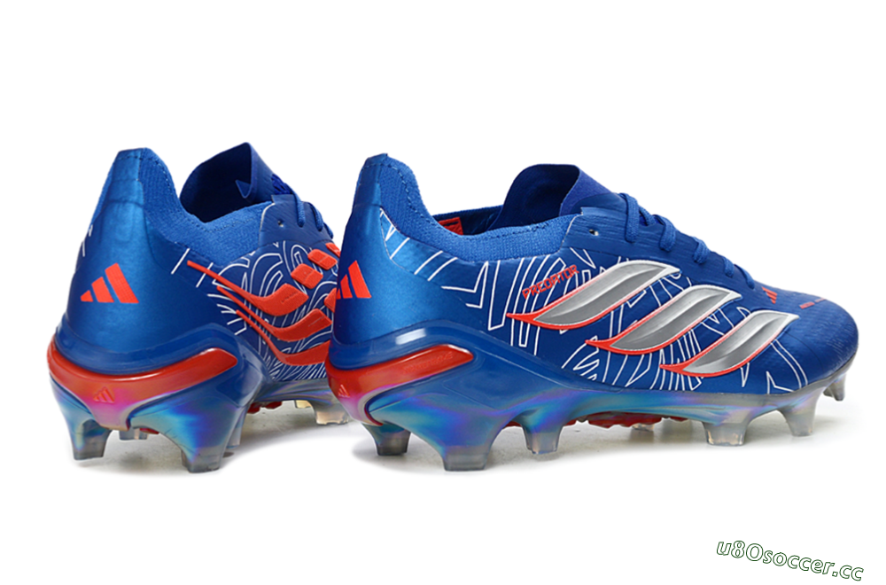 Men's Adidas Predator 26 Elite FG Firm Ground Low-Tops Football Boots - Blue/Electric Blue/Fiery Red 6