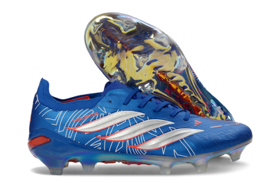 Men's Adidas Predator 26 Elite FG Firm Ground Low-Tops Football Boots - Blue/Electric Blue/Fiery Red