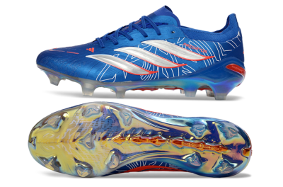 Men's Adidas Predator 26 Elite FG Firm Ground Low-Tops Football Boots - Blue/Electric Blue/Fiery Red