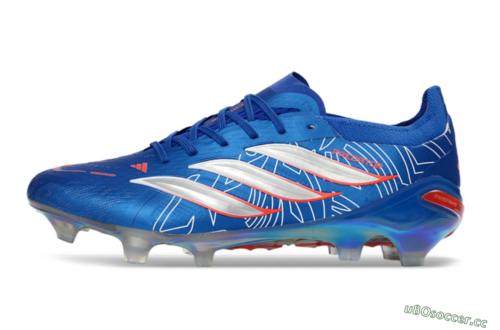 Men's Adidas Predator 26 Elite FG Firm Ground Low-Tops Football Boots - Blue/Electric Blue/Fiery Red 0