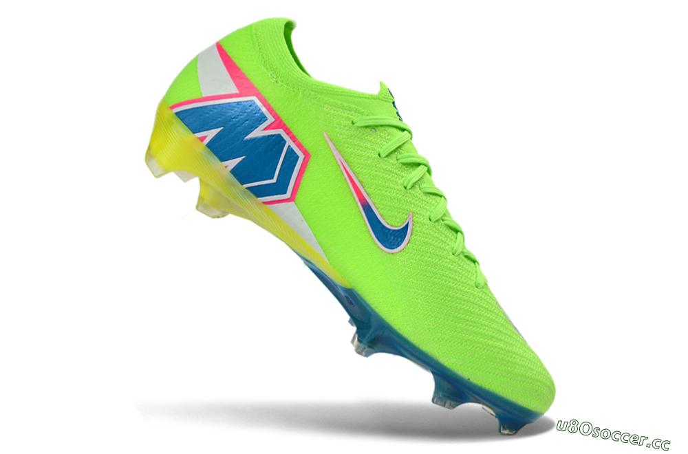 Men's Nike Air Zoom Mercurial Vapor 16 Elite FG Firm Ground Low-Tops Football Boots - Green/Electric Lime/Deep Blue 4