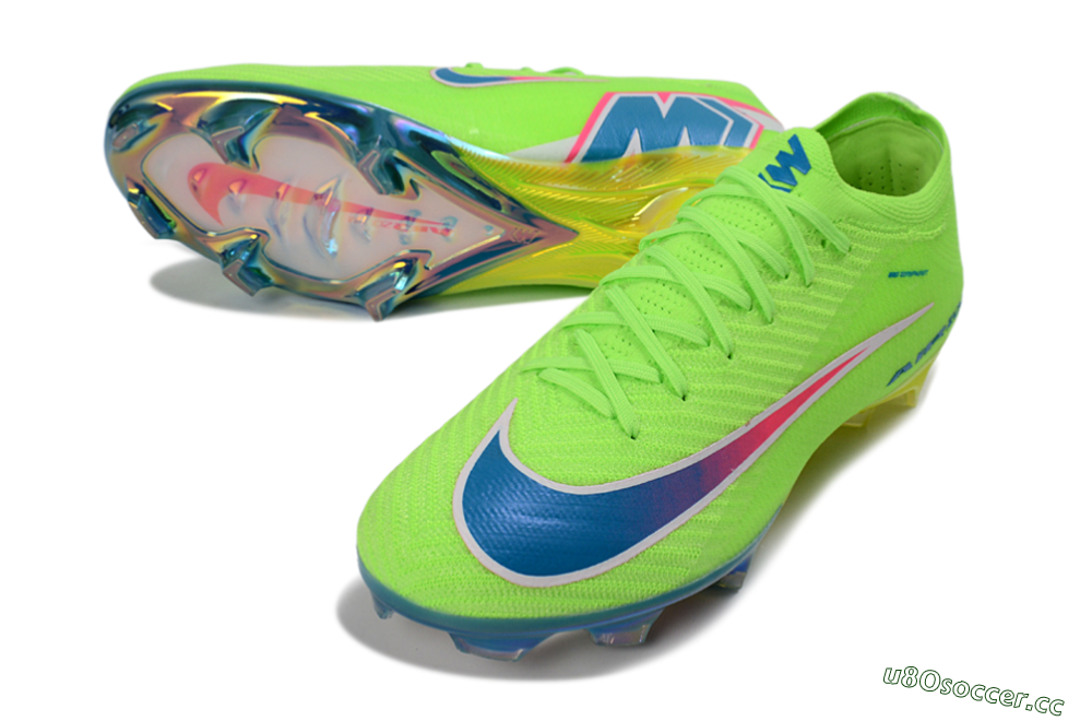 Men's Nike Air Zoom Mercurial Vapor 16 Elite FG Firm Ground Low-Tops Football Boots - Green/Electric Lime/Deep Blue 3