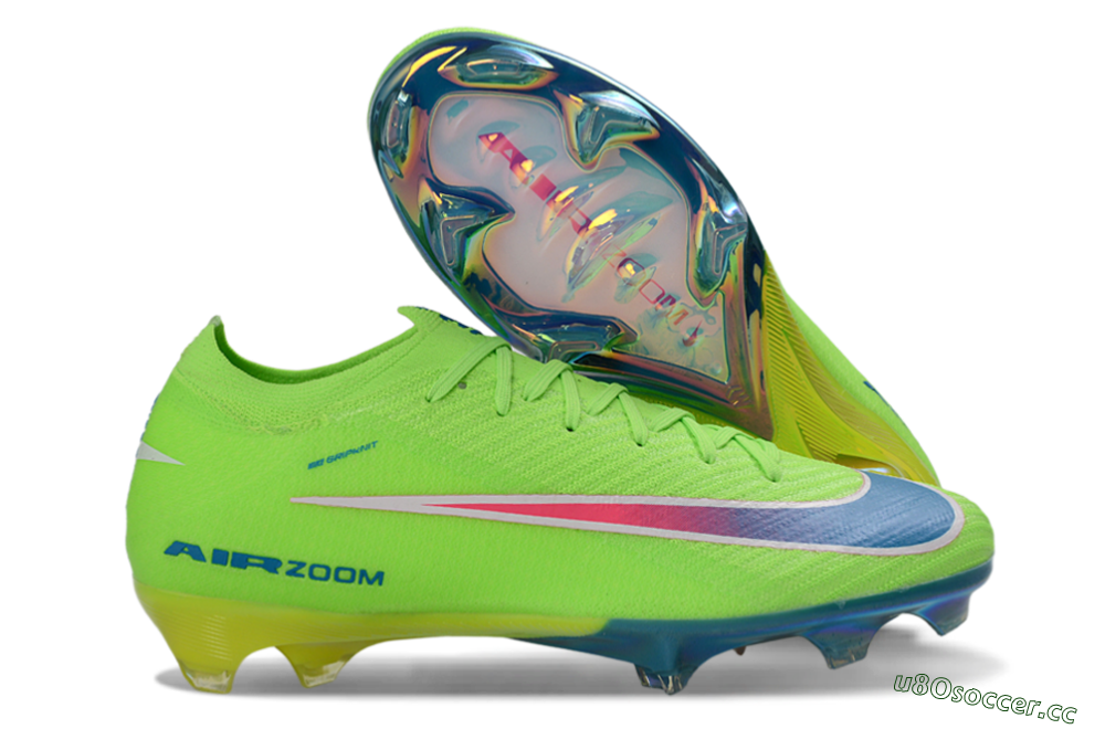 Men's Nike Air Zoom Mercurial Vapor 16 Elite FG Firm Ground Low-Tops Football Boots - Green/Electric Lime/Deep Blue 2