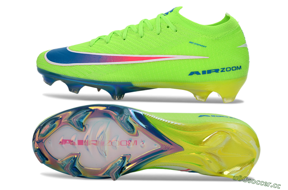 Men's Nike Air Zoom Mercurial Vapor 16 Elite FG Firm Ground Low-Tops Football Boots - Green/Electric Lime/Deep Blue 1