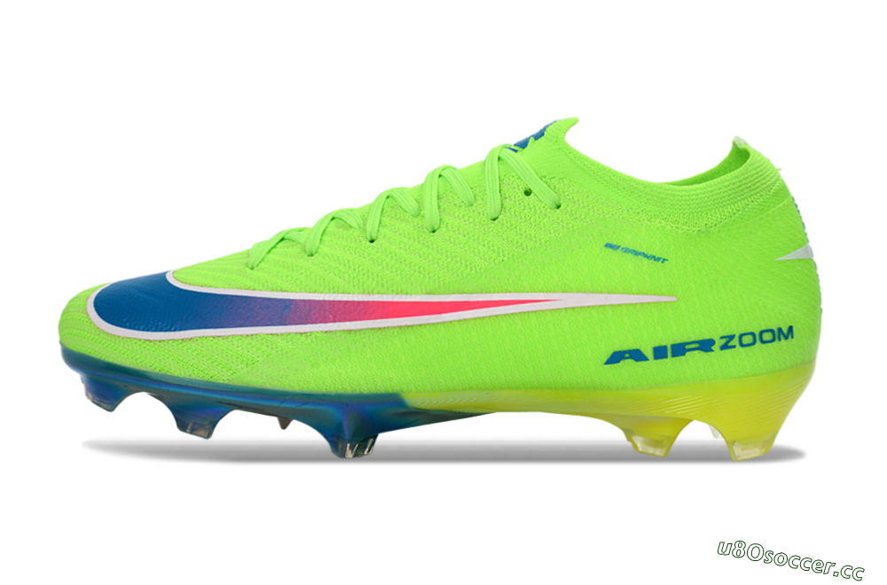 Men's Nike Air Zoom Mercurial Vapor 16 Elite FG Firm Ground Low-Tops Football Boots - Green/Electric Lime/Deep Blue 0