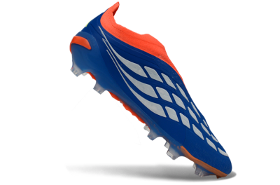 Men's Adidas Predator 26 Elite Laceless FG Firm Ground Low-Tops Football Boots - Blue/Bright Orange/Lime Green