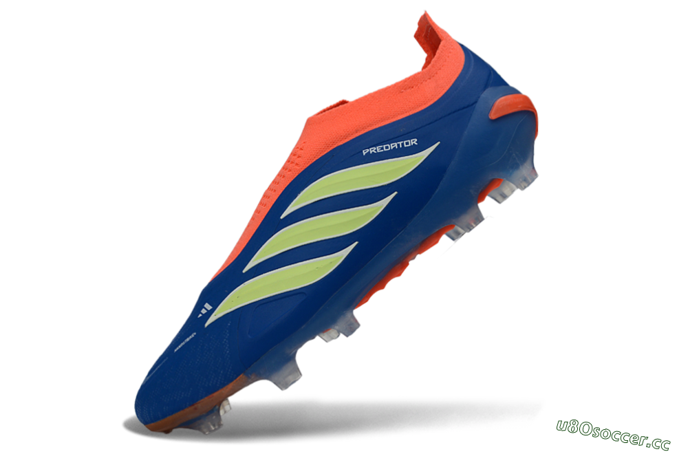 Men's Adidas Predator 26 Elite Laceless FG Firm Ground Low-Tops Football Boots - Blue/Bright Orange/Lime Green 5