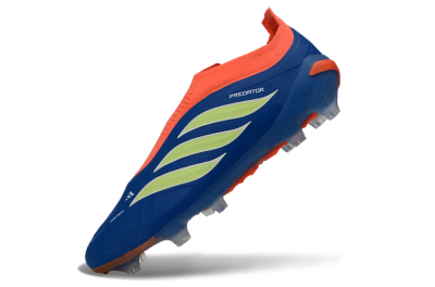 Men's Adidas Predator 26 Elite Laceless FG Firm Ground Low-Tops Football Boots - Blue/Bright Orange/Lime Green