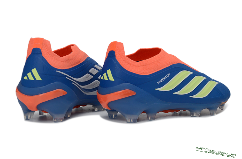Men's Adidas Predator 26 Elite Laceless FG Firm Ground Low-Tops Football Boots - Blue/Bright Orange/Lime Green 6