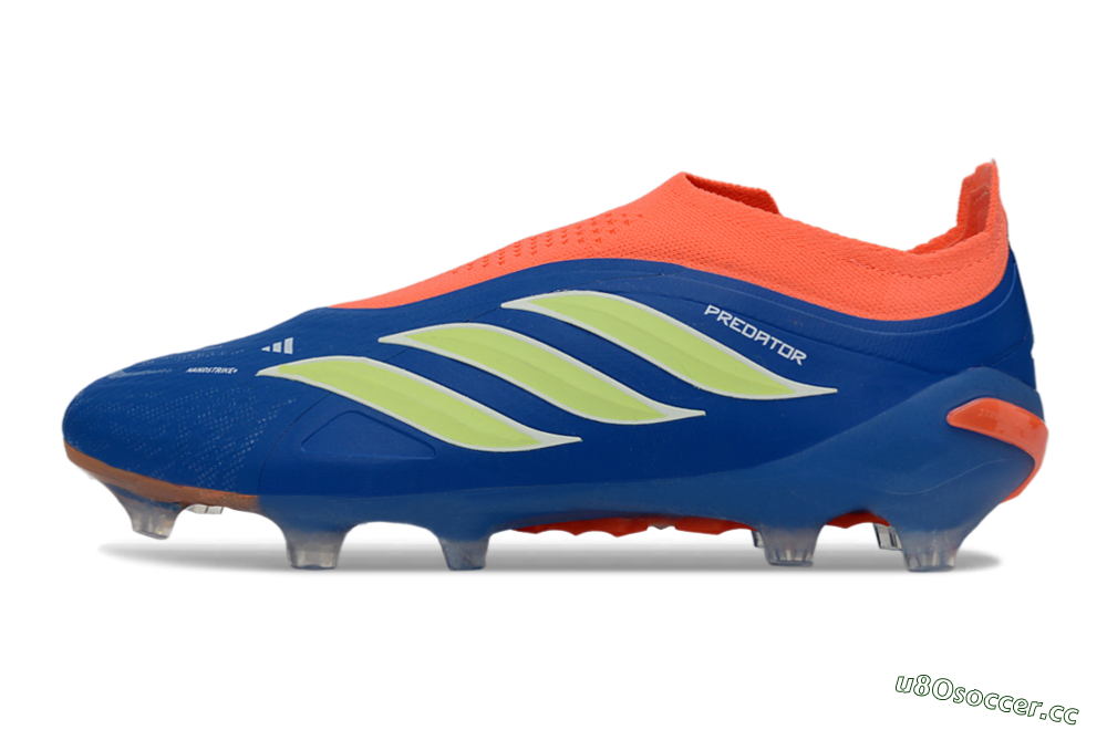 Men's Adidas Predator 26 Elite Laceless FG Firm Ground Low-Tops Football Boots - Blue/Bright Orange/Lime Green 0