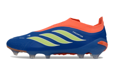 Men's Adidas Predator 26 Elite Laceless FG Firm Ground Low-Tops Football Boots - Blue/Bright Orange/Lime Green