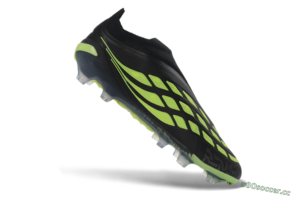 Men's Adidas Predator 26 Elite Laceless FG Firm Ground Low-Tops Football Boots - Black/Lime Green/White 4