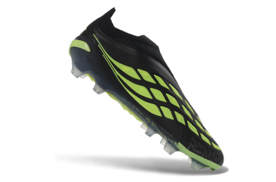 Men's Adidas Predator 26 Elite Laceless FG Firm Ground Low-Tops Football Boots - Black/Lime Green/White