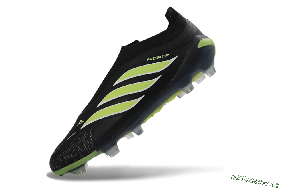 Men's Adidas Predator 26 Elite Laceless FG Firm Ground Low-Tops Football Boots - Black/Lime Green/White 5