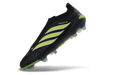Men's Adidas Predator 26 Elite Laceless FG Firm Ground Low-Tops Football Boots - Black/Lime Green/White