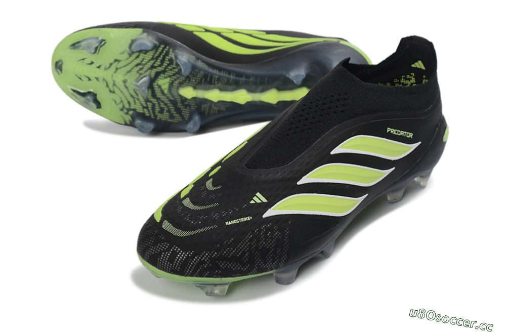 Men's Adidas Predator 26 Elite Laceless FG Firm Ground Low-Tops Football Boots - Black/Lime Green/White 3